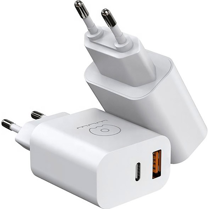 Зарядний пристрій WUW C172 1xUSB-A, 1xUSB-C, PD20W+QC18W White