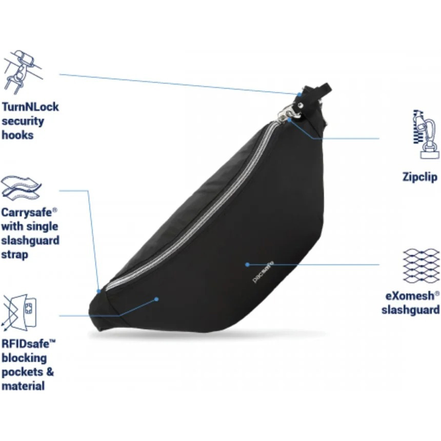 Сумка на пояс PACSAFE Stylesafe Sling Pack Black