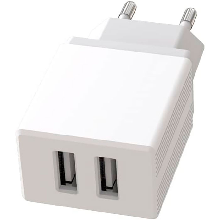 Зарядний пристрій XO L75 2xUSB-A, 2.4A White w/Type-C cable (XO-L75-T)