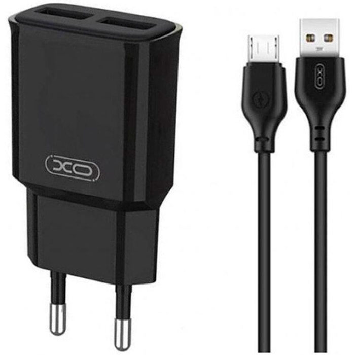 Зарядное устройство XO L92C 2xUSB-A, 2.4A Black w/Micro-USB cable (XO-L92C-M)