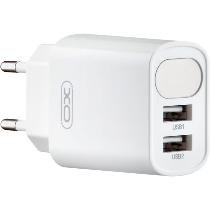 Зарядний пристрій XO L95 2xUSB-A, 2.4A White w/Lightning cable (XO-L95-L)