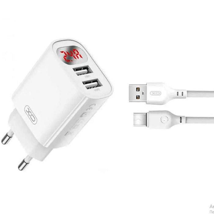 Зарядний пристрій XO L95 2xUSB-A, 2.4A White w/Micro-USB cable (XO-L95-M)