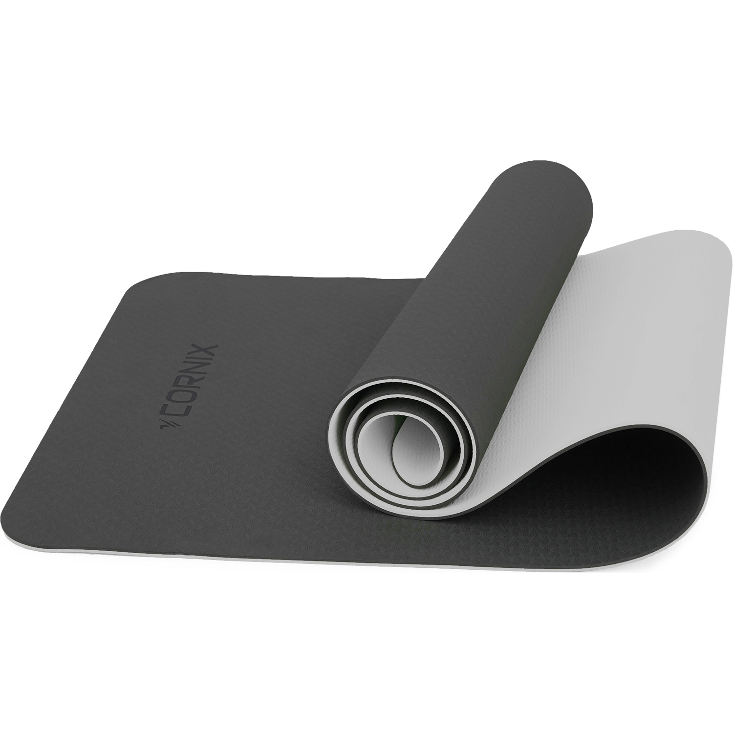 Килимок для фітнесу CORNIX TPE 183 x 61 x 0.6 см Black/Gray Flower