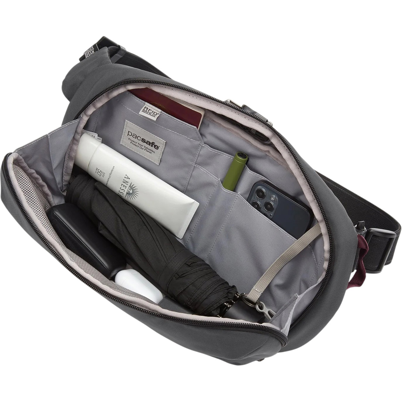 Сумка на пояс PACSAFE V Anti-Theft Urban Sling Slate