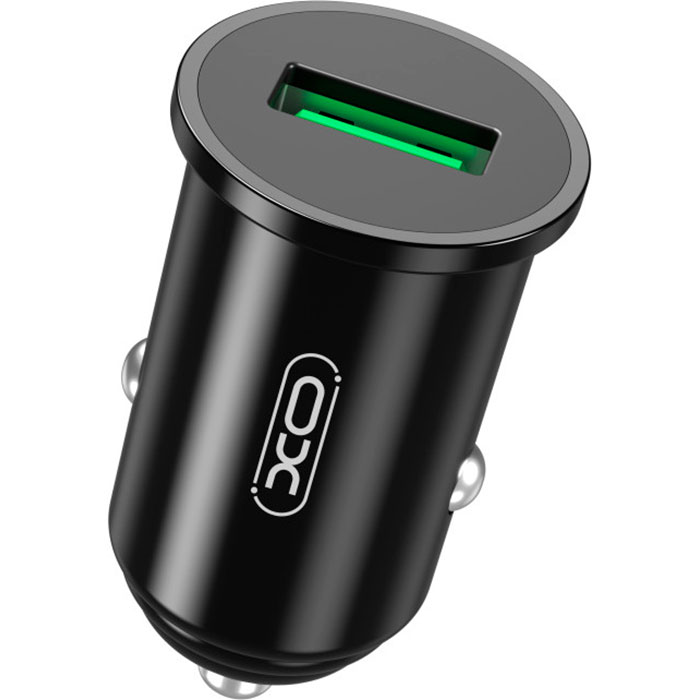 Автомобильное зарядное устройство XO TZ12 1xUSB-A, QC3.0, 18W Car Charger Black w/Type-C cable (XO-TZ12-BK)