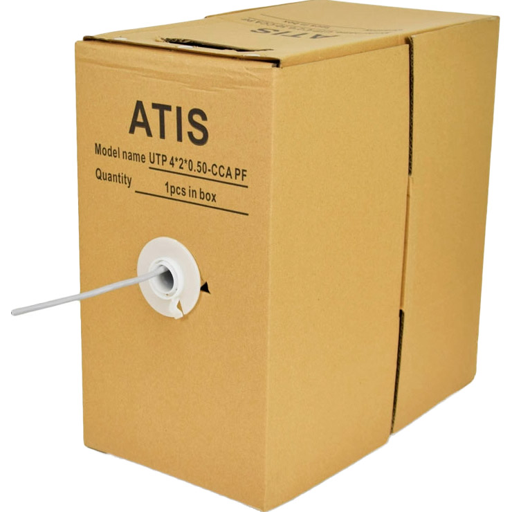 Кабель мережевий ATIS UTP Cat.5e 4x2x0.50 CCA White 305м (UTP 4*2*0.5-CCA PF)
