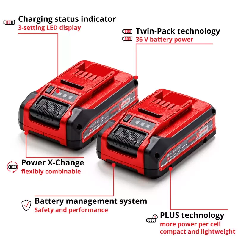Комплект акумуляторів EINHELL Power-X-Change Plus 18V 3.0Ah Twinpack 2-pack (4511631)