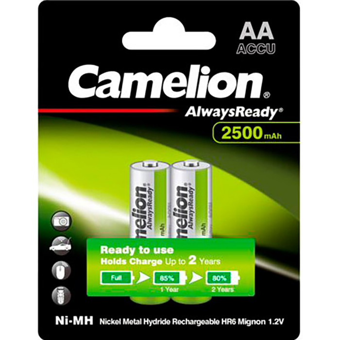 Аккумулятор CAMELION AlwaysReady AA 2500mAh 2шт/уп (17425206)