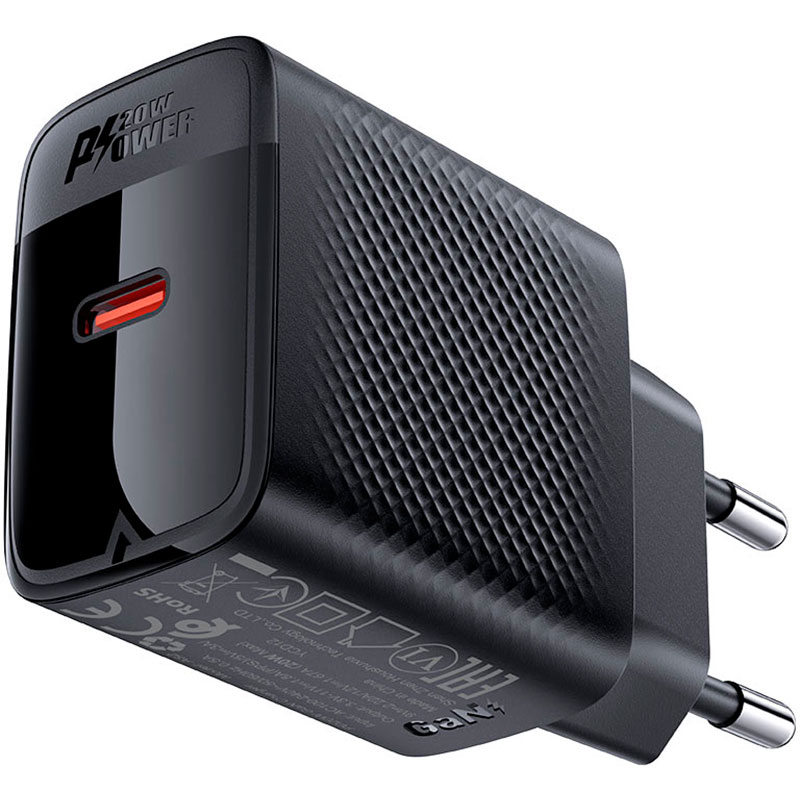 Зарядний пристрій ACEFAST A82 Fast Charge Wall Charger GaN PD20W (1xUSB-C) Black w/Type-C cable