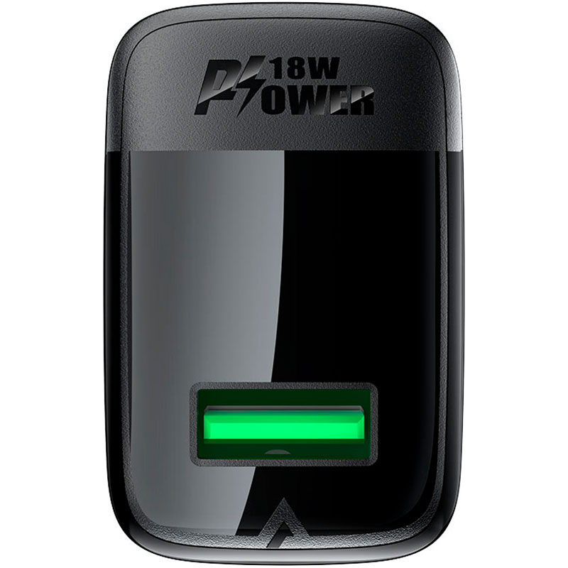 Зарядний пристрій ACEFAST A90 Fast Charge Wall Charger QC18W (1xUSB-A) Black w/Type-C cable