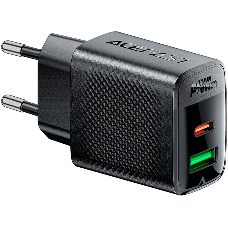 Зарядний пристрій ACEFAST A98 Fast Charge Wall Charger GaN PD30W (1xUSB-C, 1xUSB-A) Black