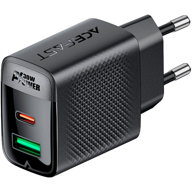 Зарядний пристрій ACEFAST A98 Fast Charge Wall Charger GaN PD30W (1xUSB-C, 1xUSB-A) Black