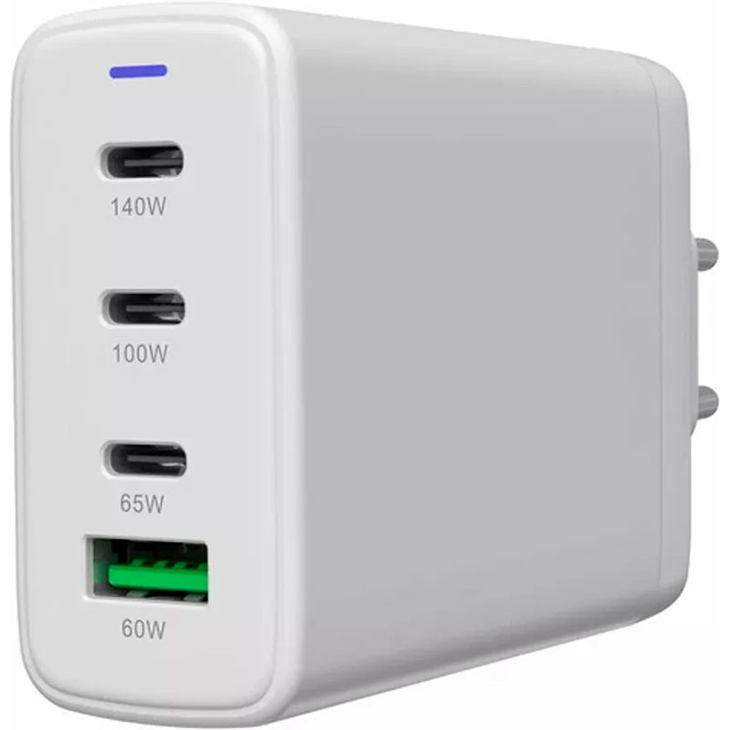 Зарядний пристрій CANYON CU140ACC GaN 1xUSB-A, 3xUSB-C, 140W White (CNS-CUW140ACC)