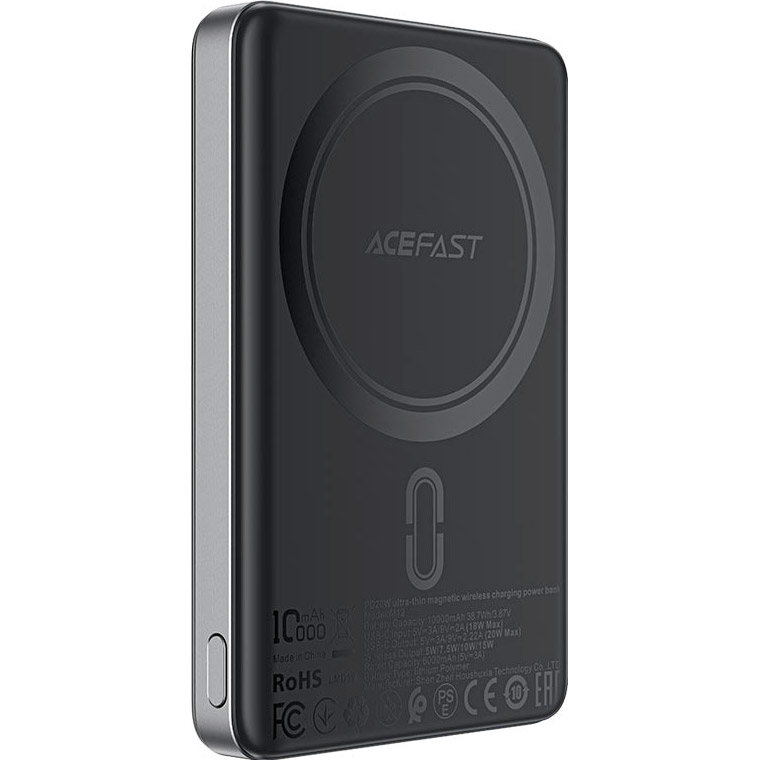 Повербанк MagSafe ACEFAST M12 Magnetic Fast Wireless Charge Power Bank PD 20W 10000mAh Black