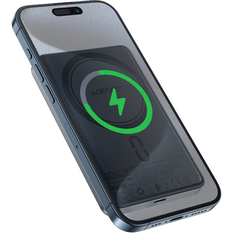 Повербанк MagSafe ACEFAST M12 Magnetic Fast Wireless Charge Power Bank PD 20W 10000mAh Black