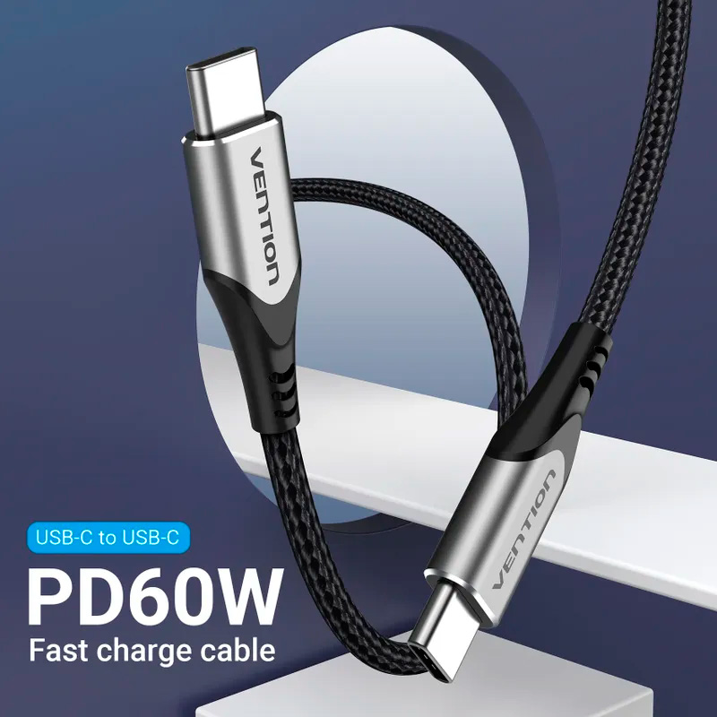 Кабель VENTION USB Type-C to Type-C 60W 1м Gray (TADHF)