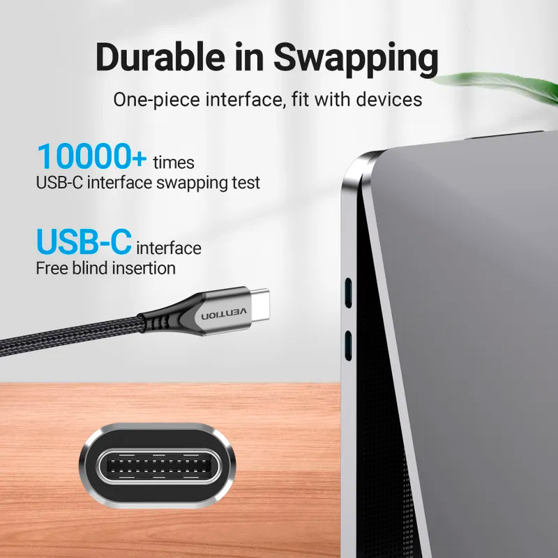 Кабель VENTION USB Type-C to Type-C 60W 1м Gray (TADHF)