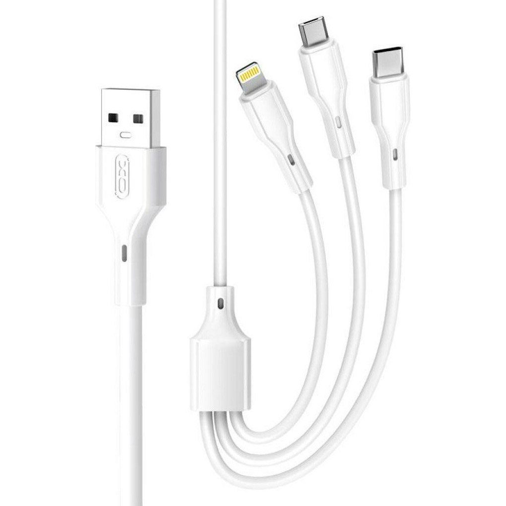 Кабель XO CB-23U3 3-in-1 USB-A to Micro-USB/Lightning/Type-C 1м White