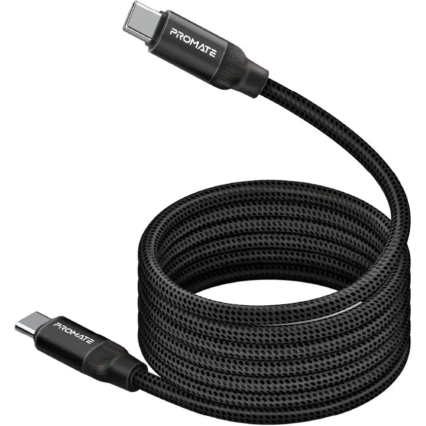 Кабель PROMATE Springy USB-C to USB-C PD 60W 1.2м Black