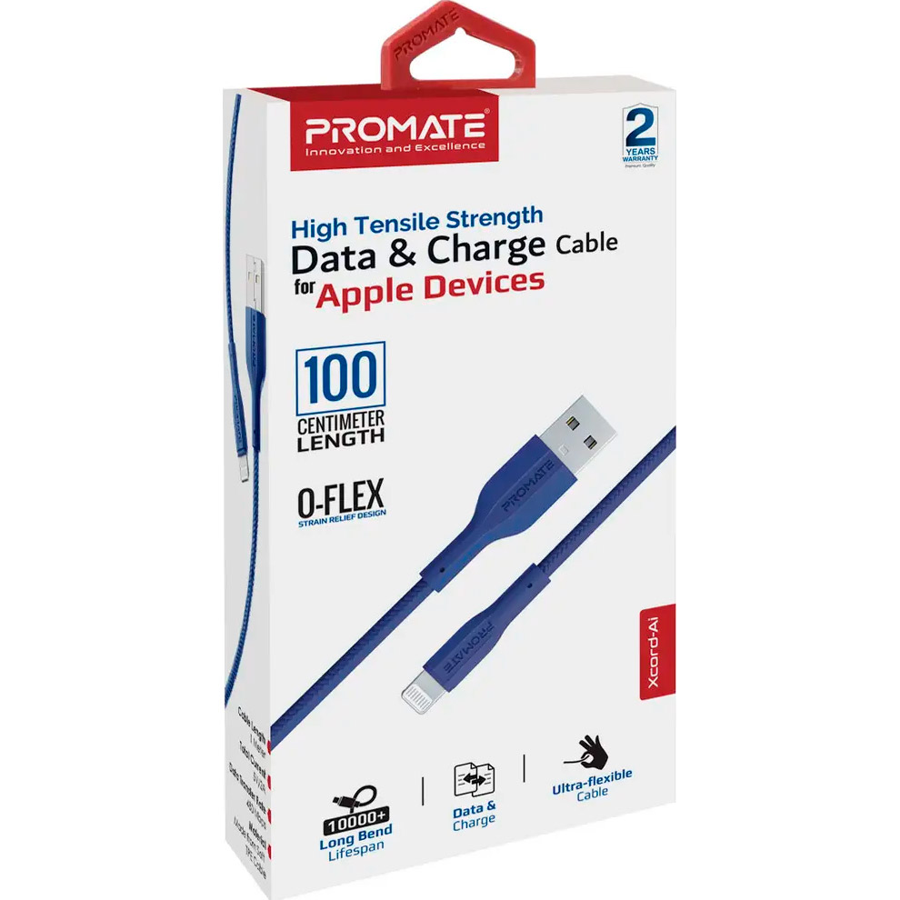 Кабель PROMATE XCord-Ai USB-A to Lightning 1м Navy