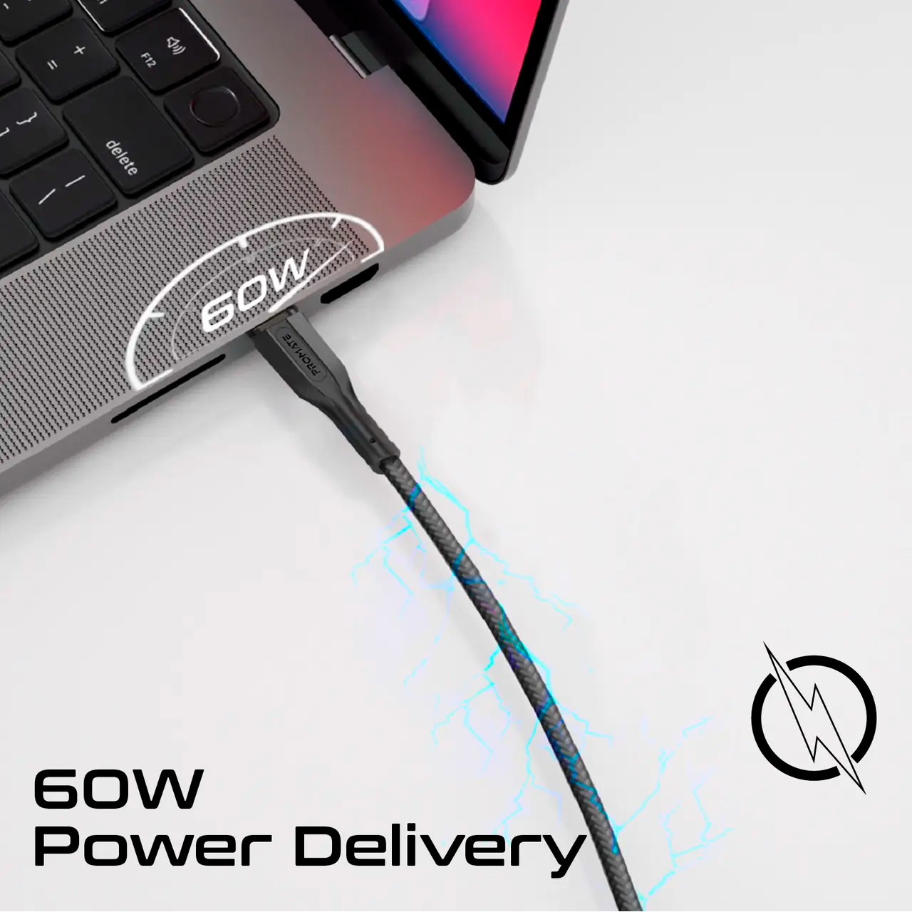 Комплект з 3 кабелів PROMATE CableKit-CC USB-C to USB-C PD 60W Black