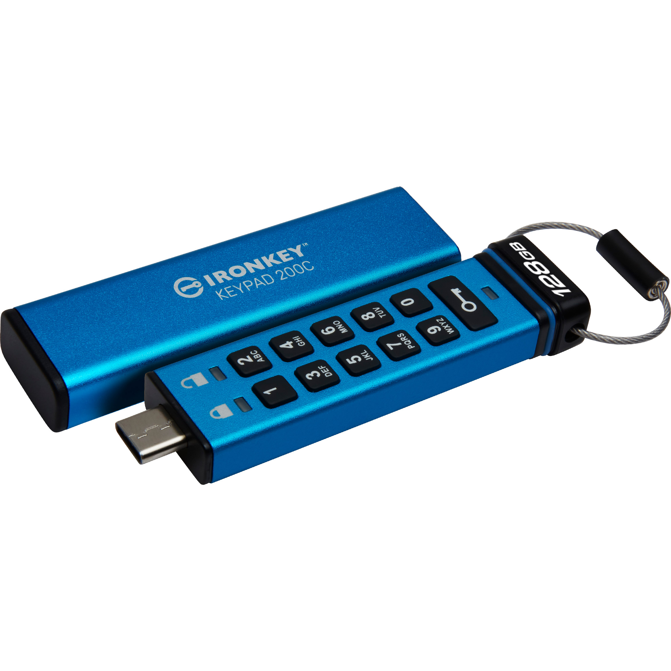 Флешка 128GB KINGSTON IronKey Keypad 200 USB 3.2 Type-C Blue (IKKP200C/128GB)