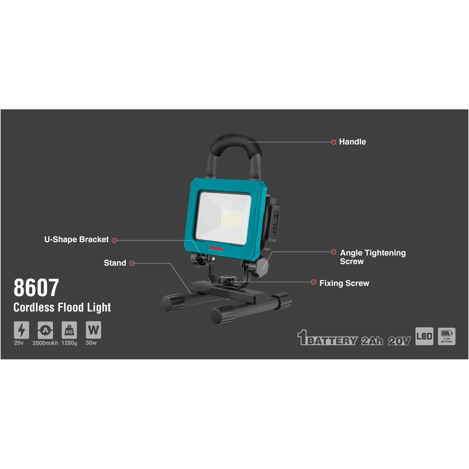 Прожектор LED RONIX 8607 20W 5500-6000K