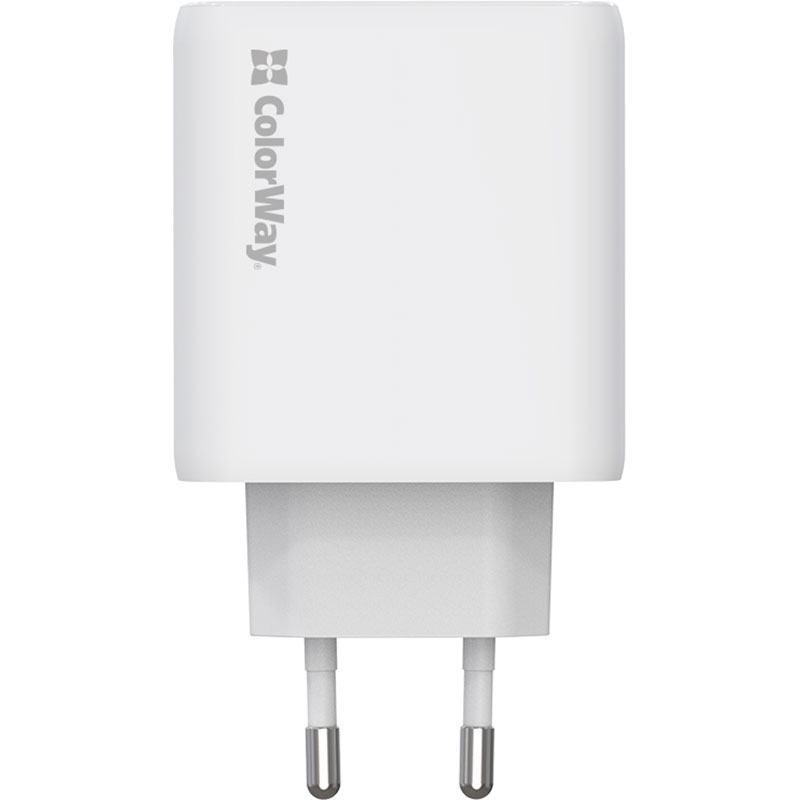 Зарядний пристрій COLORWAY GaN Mini 50W 2xUSB-C Dual Quick Charging White (CW-CHS050PD-WT)