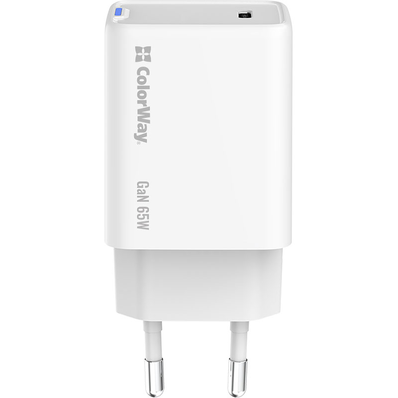 Зарядний пристрій COLORWAY GaN Mini 65W 1xUSB-C Fast Charging White (CW-CHS049PD-WT)