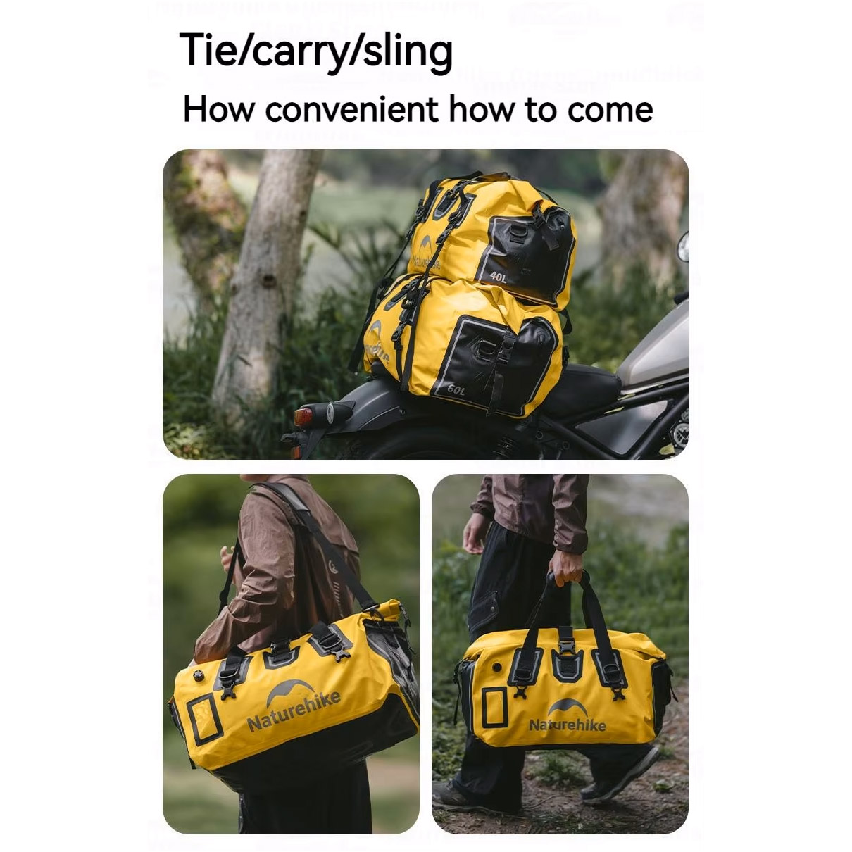 Сумка дорожная NATUREHIKE CNK2450XB015 Outdoor PX6 Waterproof Bag 60L Black (6975641883760)