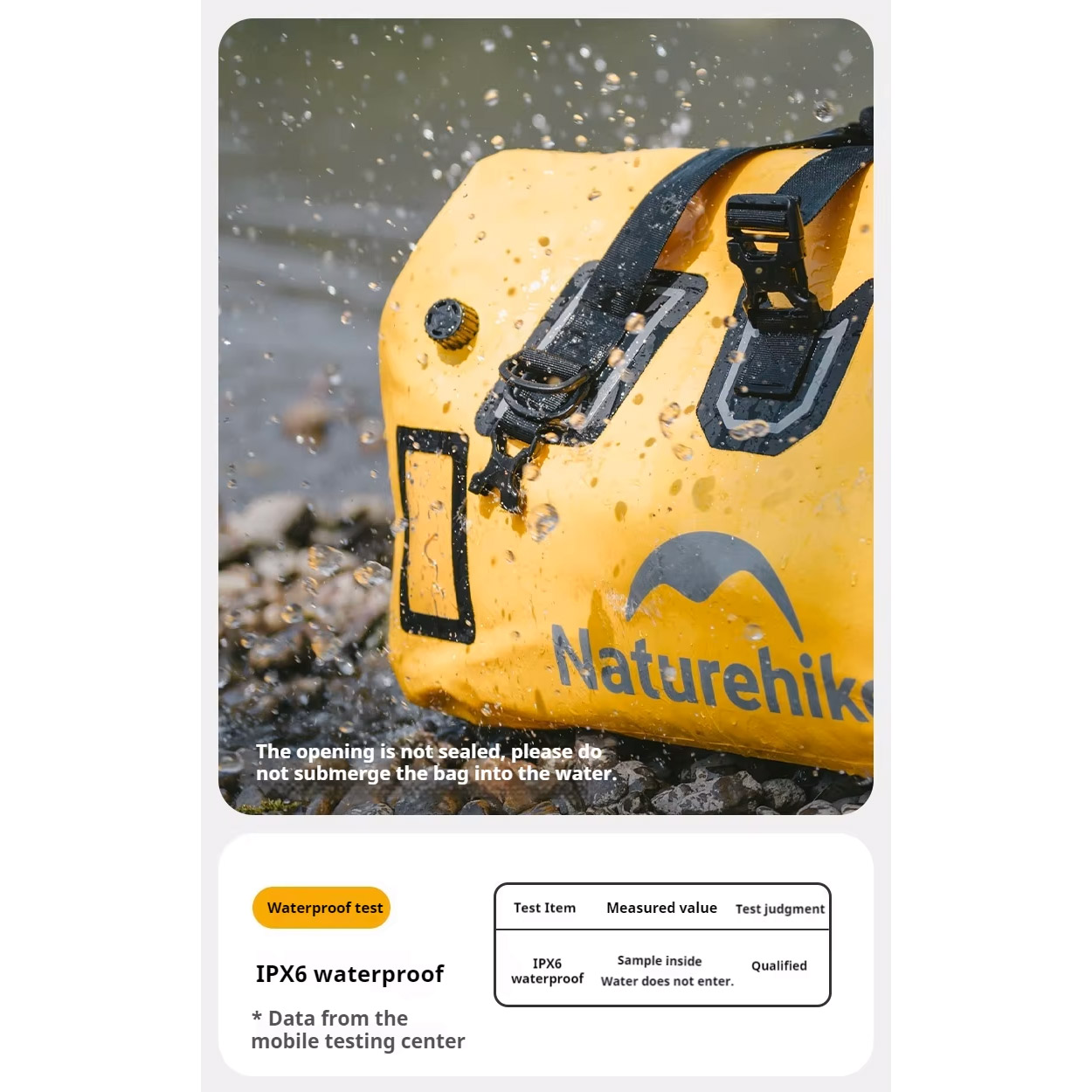 Сумка дорожная NATUREHIKE CNK2450XB015 Outdoor PX6 Waterproof Bag 60L Yellow (6975641883739)