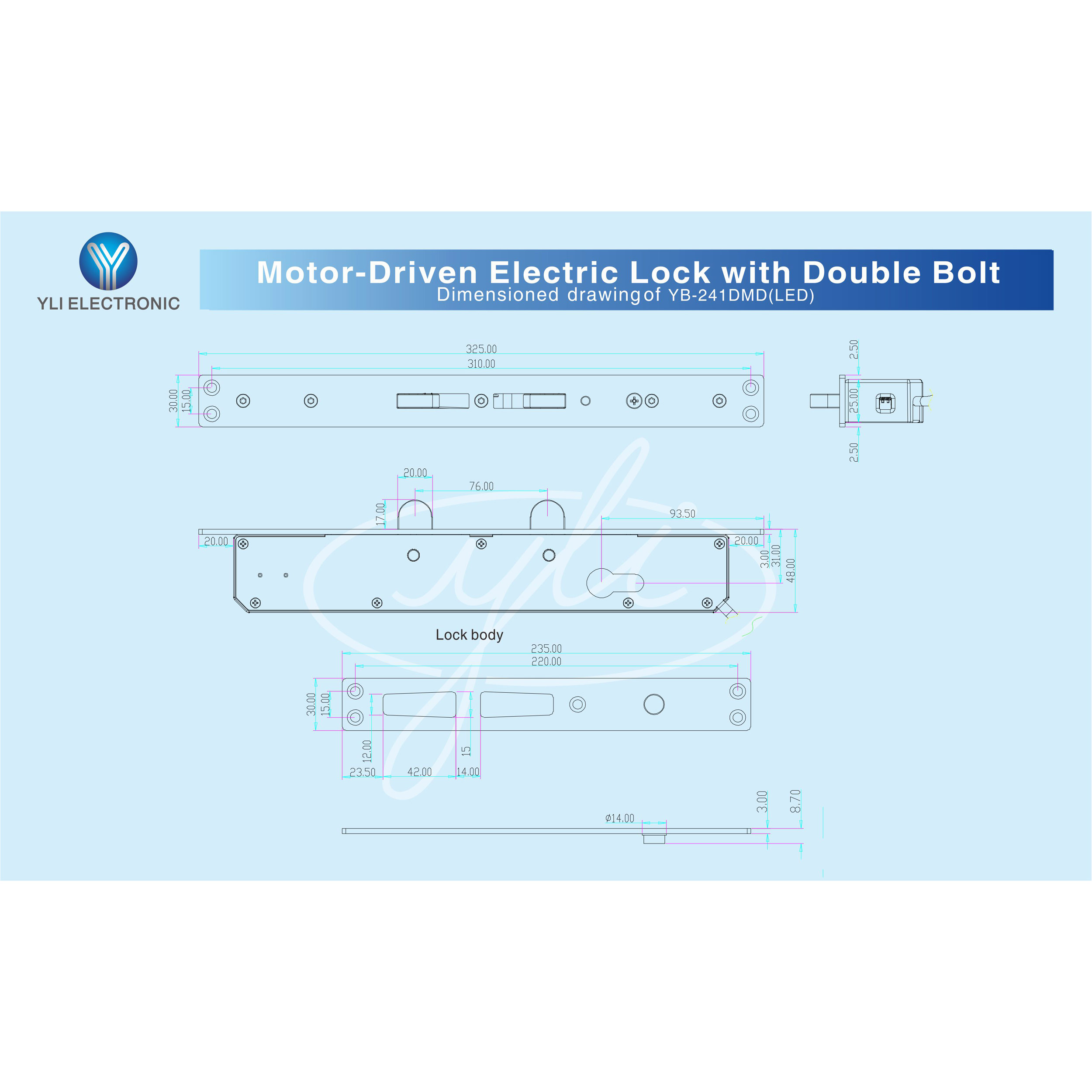 Електрорігельний замок YLI ELECTRONIC YB-241DMD LED