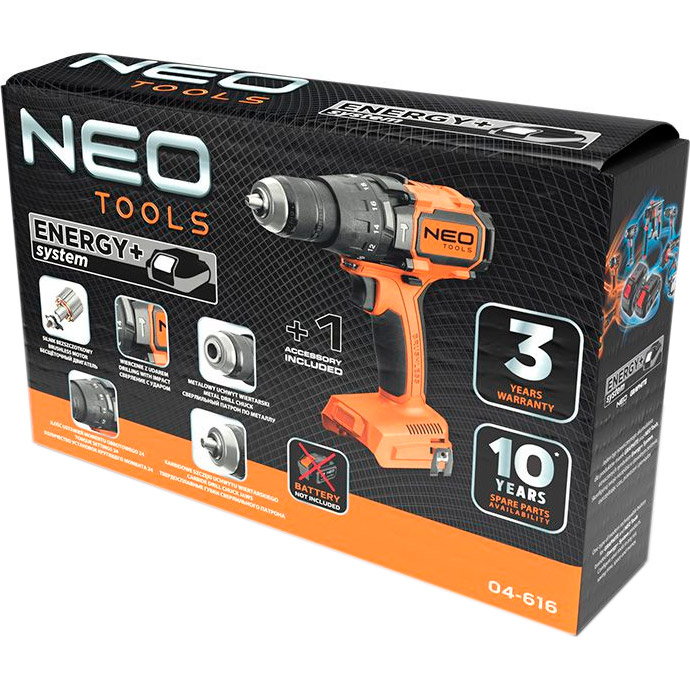 Аккумуляторная дрель-шуруповёрт NEO TOOLS 04-616 Energy+