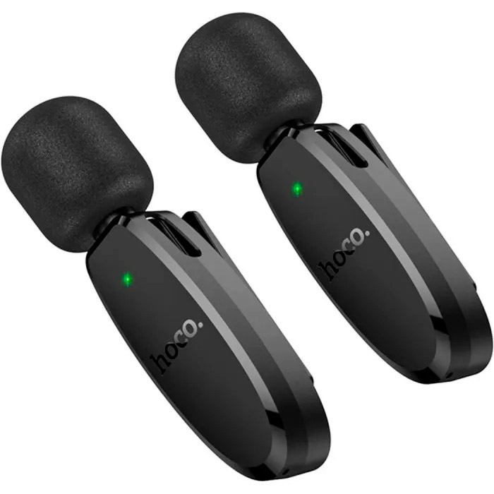 Беспроводной петличный микрофон HOCO L15 Crystal Dual-mic Lightning/Type-C Black