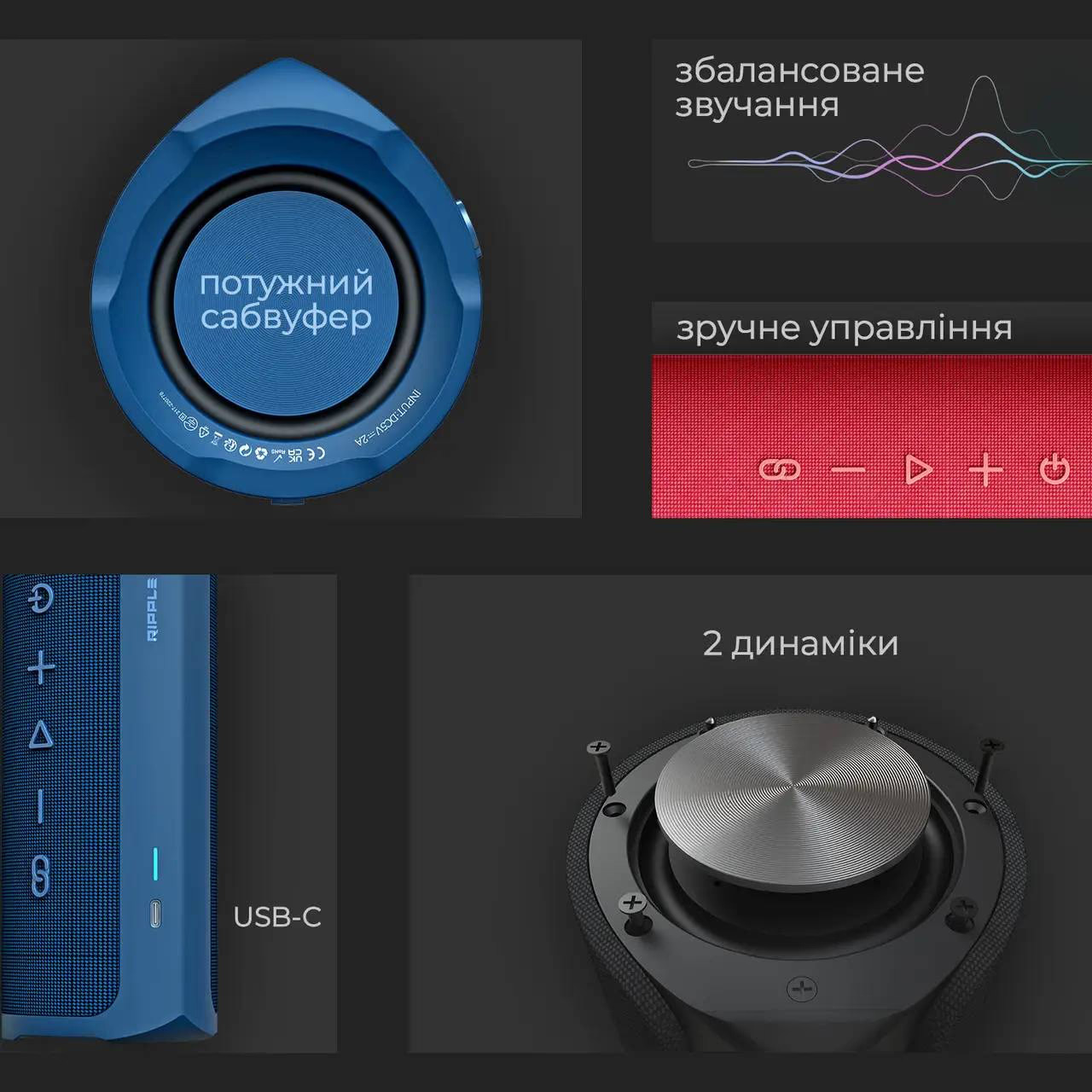 Портативна колонка HIFUTURE Ripple Raging Red