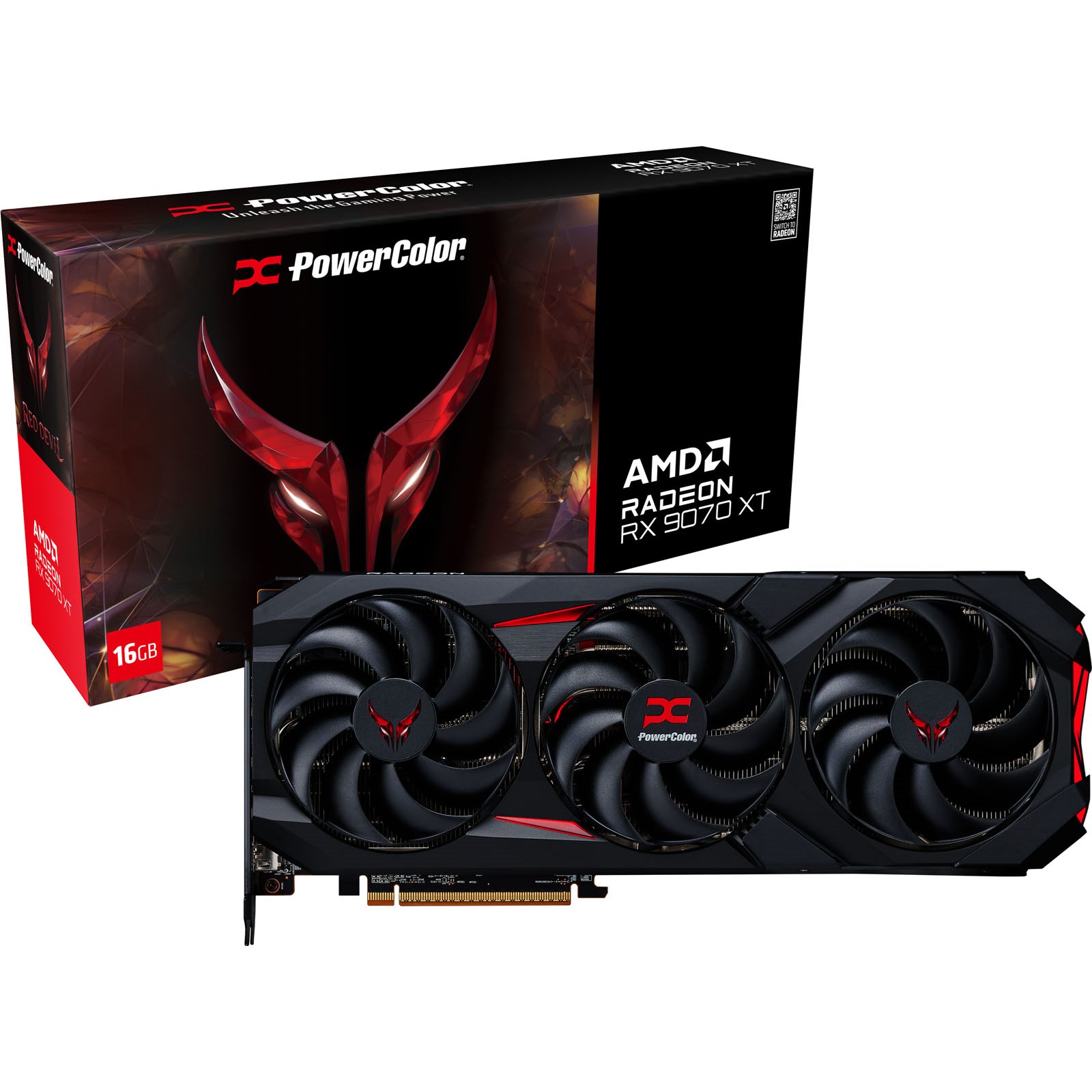 Відеокарта POWERCOLOR Red Devil AMD Radeon RX 9070 XT 16GB GDDR6 (RX9070XT 16G-E/OC)