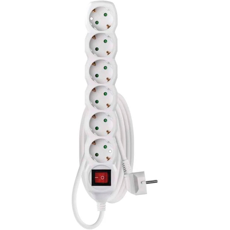 Сетевой фильтр EMOS P1621 White, 6 розеток, 1.4м