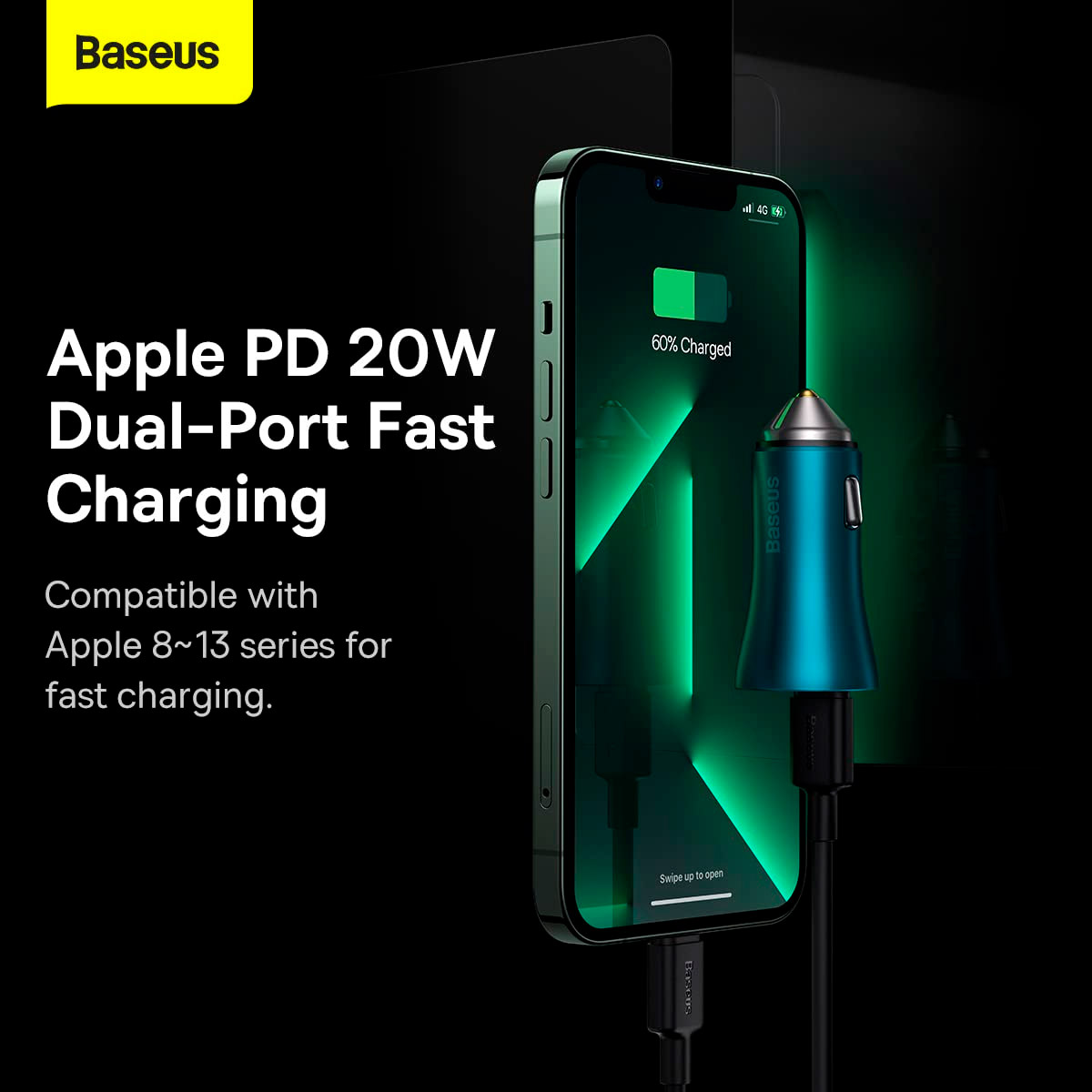 Автомобільний зарядний пристрій BASEUS Golden Contactor Pro Dual Fast Charger Car Charger C+C 40W Blue (CGJP000003)