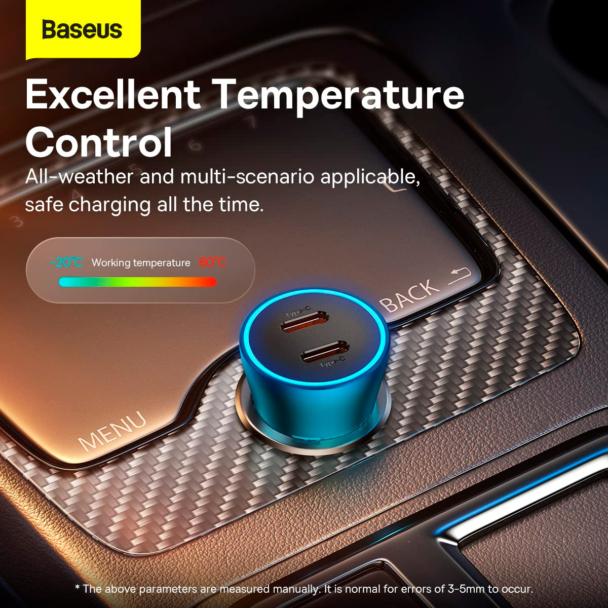 Автомобільний зарядний пристрій BASEUS Golden Contactor Pro Dual Fast Charger Car Charger C+C 40W Blue (CGJP000003)