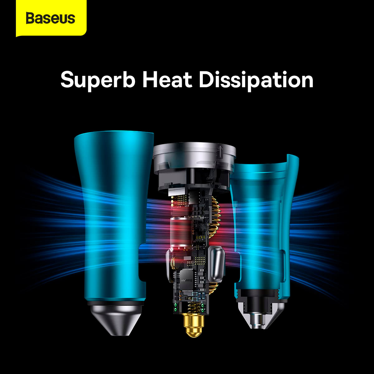Автомобільний зарядний пристрій BASEUS Golden Contactor Pro Dual Fast Charger Car Charger C+C 40W Blue (CGJP000003)