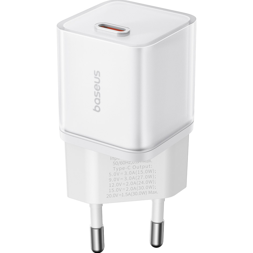 Зарядний пристрій BASEUS GaN5S Fast Charger 1C 30W Moon White (P10162504213-00)
