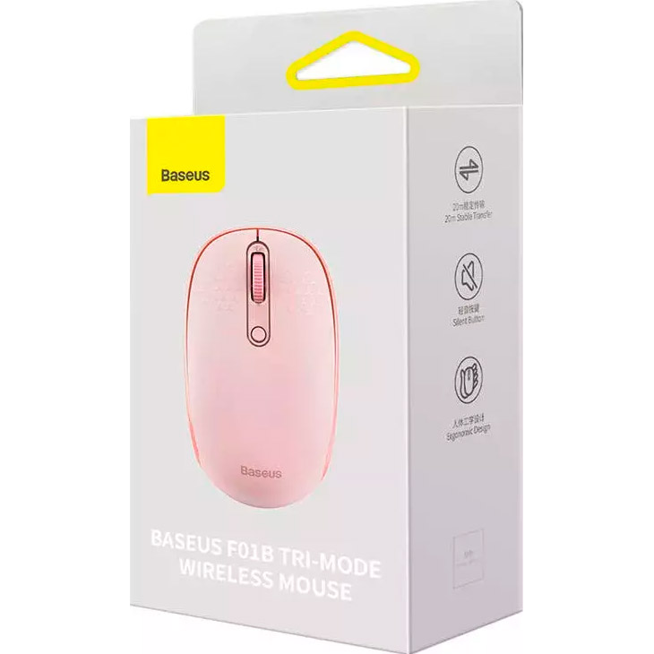 Миша BASEUS F01B Tri-Mode Wireless Mouse Baby Pink (B01055503413-00)