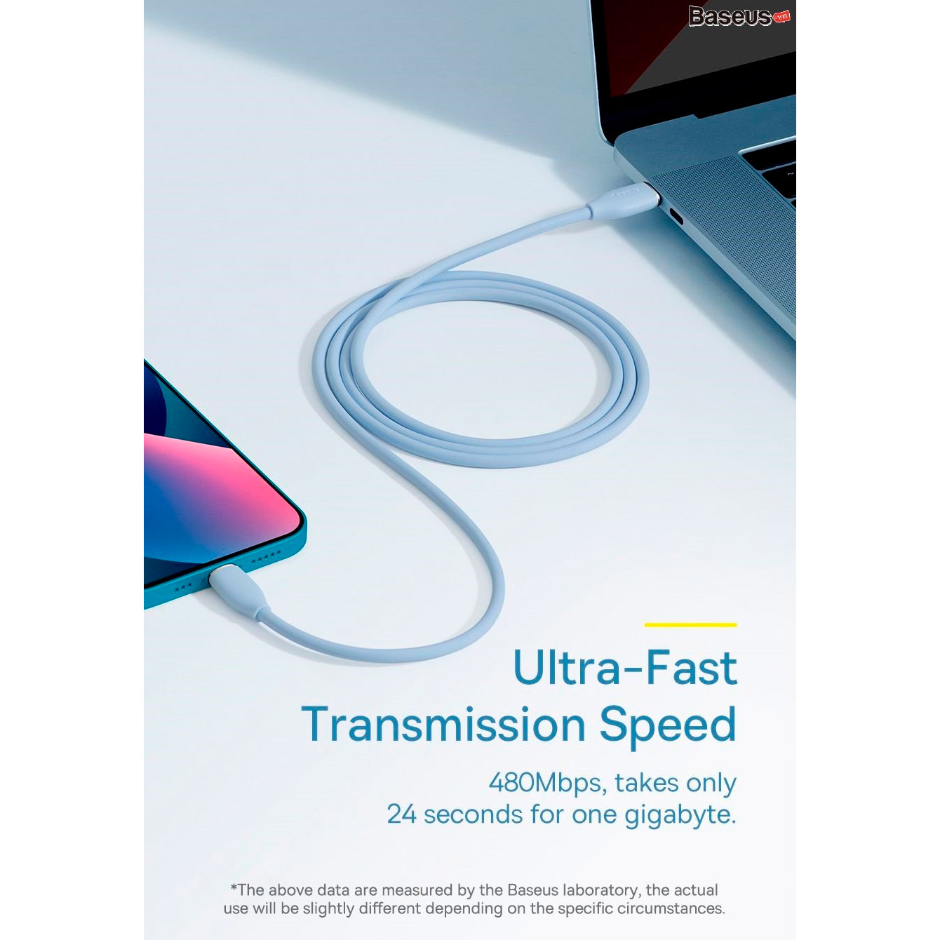 Кабель BASEUS Jelly Liquid Silica Gel Fast Charging Data Cable Type-C to iPhone 20W 2м Blue (CAGD020103)