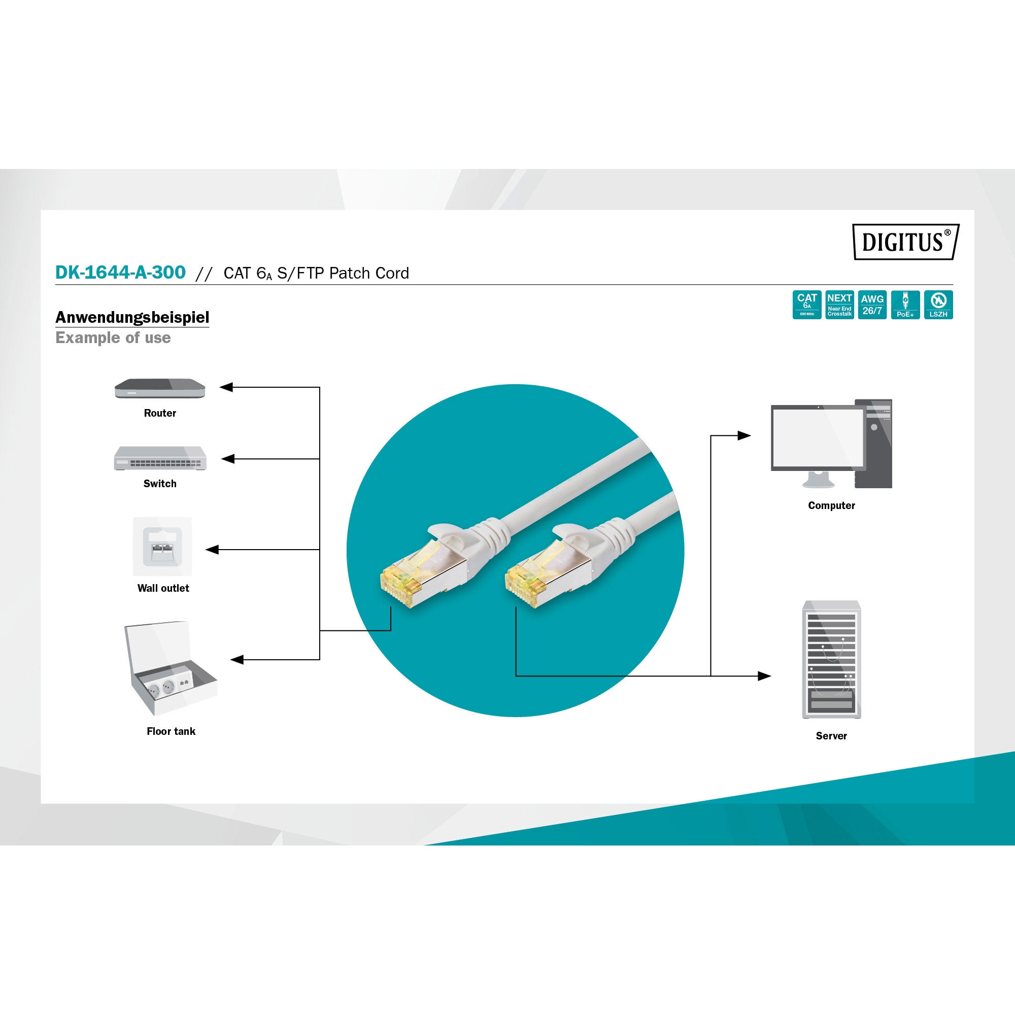 Патч-корд DIGITUS SSTP Cat.6a CU 30м Gray (DK-1644-A-300)
