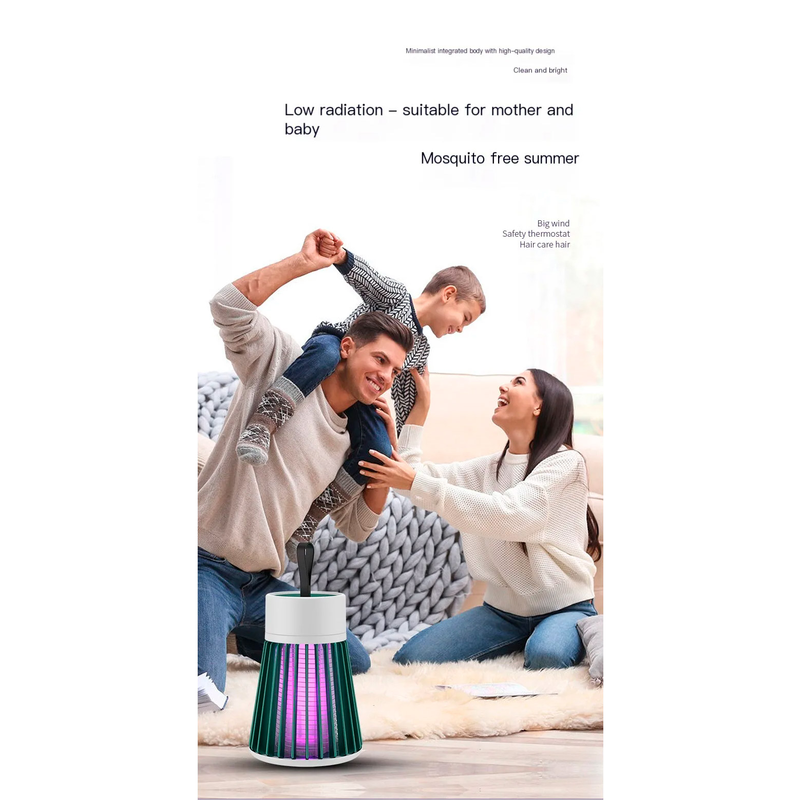 Лампа-знищувач комах VOLTRONIC Electric Shock Mosquito Killing Lamp 1200mAh