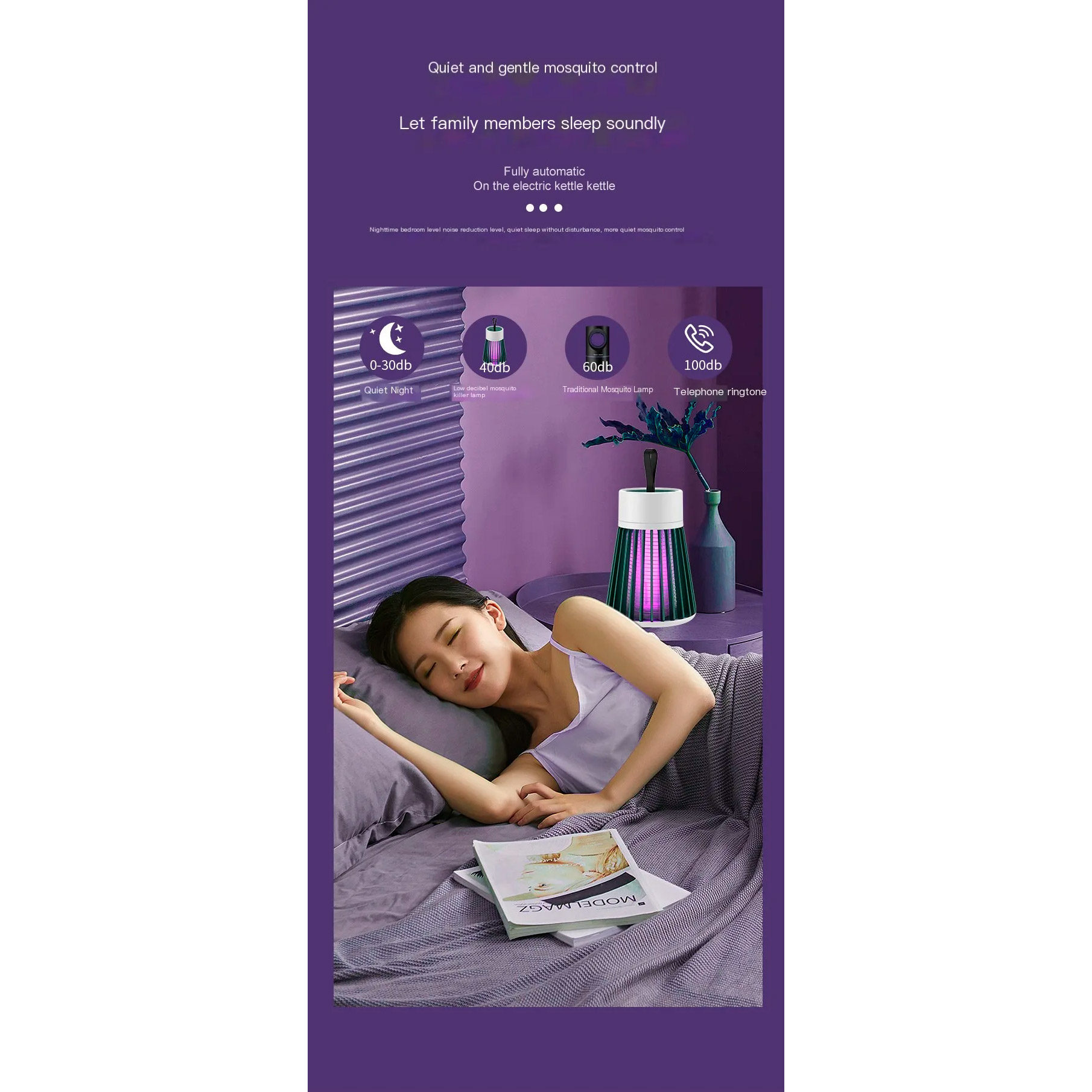 Лампа-знищувач комах VOLTRONIC Electric Shock Mosquito Killing Lamp 1200mAh