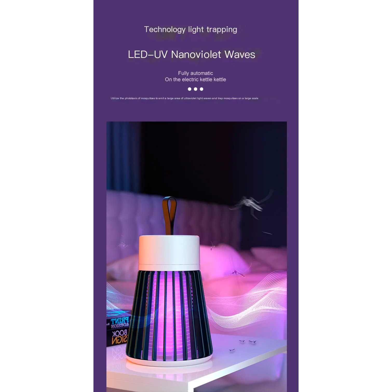 Лампа-знищувач комах VOLTRONIC Electric Shock Mosquito Killing Lamp 1200mAh