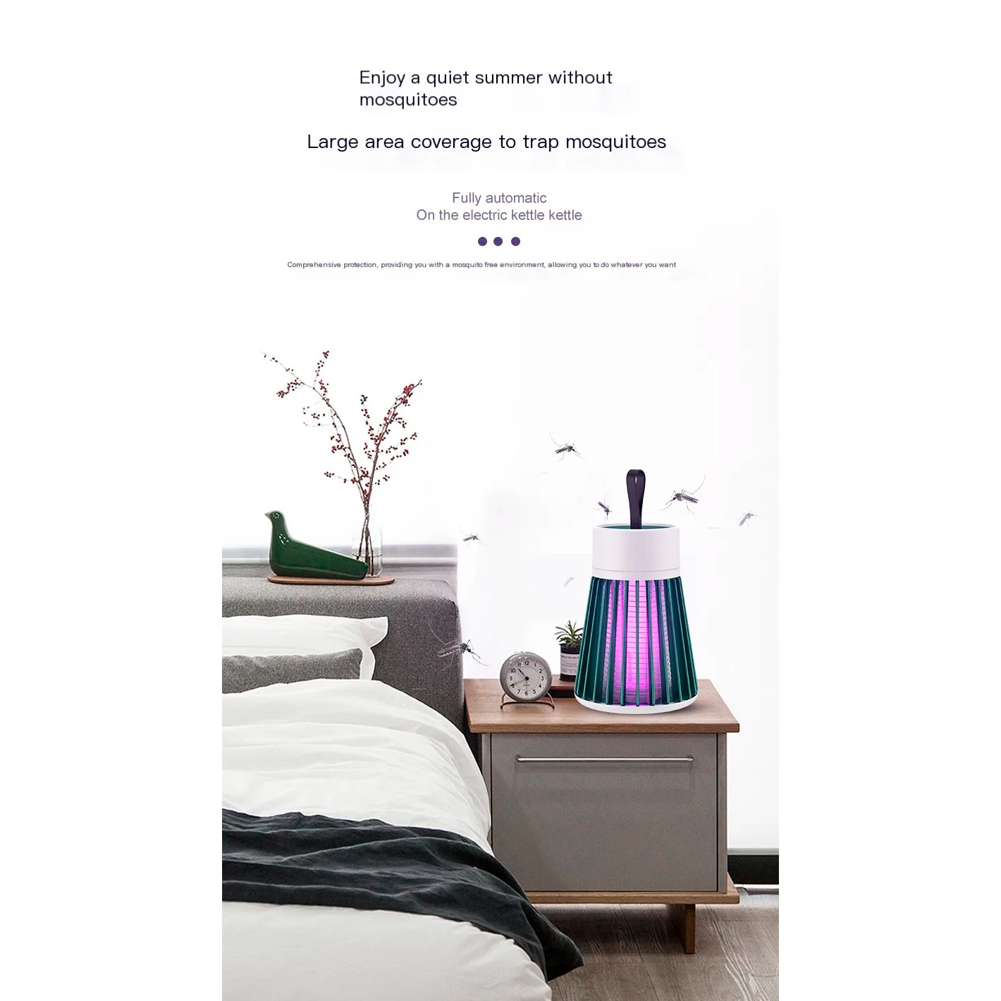 Лампа-знищувач комах VOLTRONIC Electric Shock Mosquito Killing Lamp 800mAh