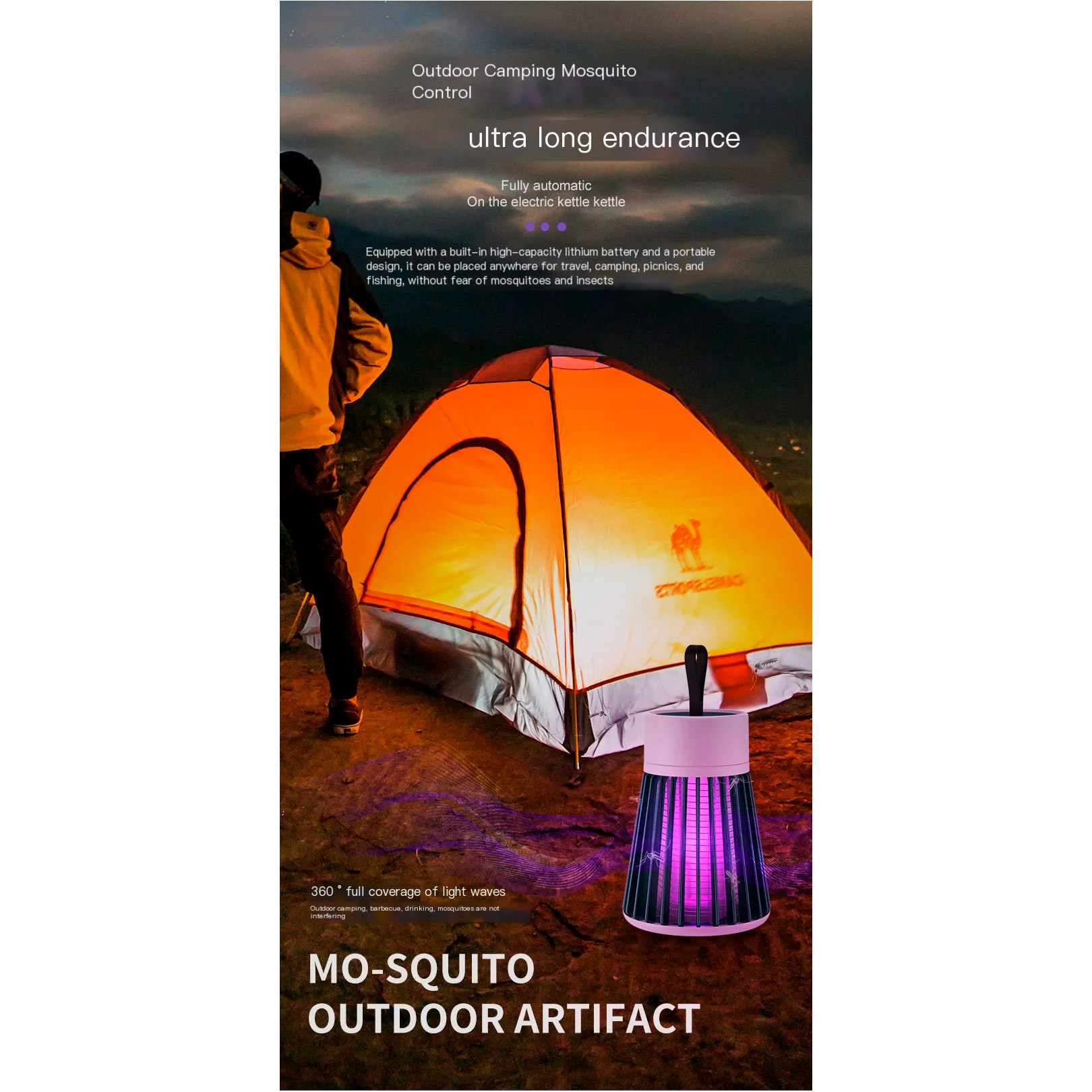 Лампа-знищувач комах VOLTRONIC Electric Shock Mosquito Killing Lamp 800mAh