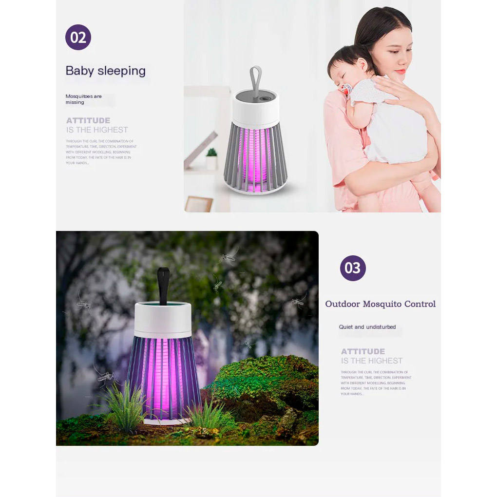 Лампа-знищувач комах VOLTRONIC Electric Shock Mosquito Killing Lamp 800mAh